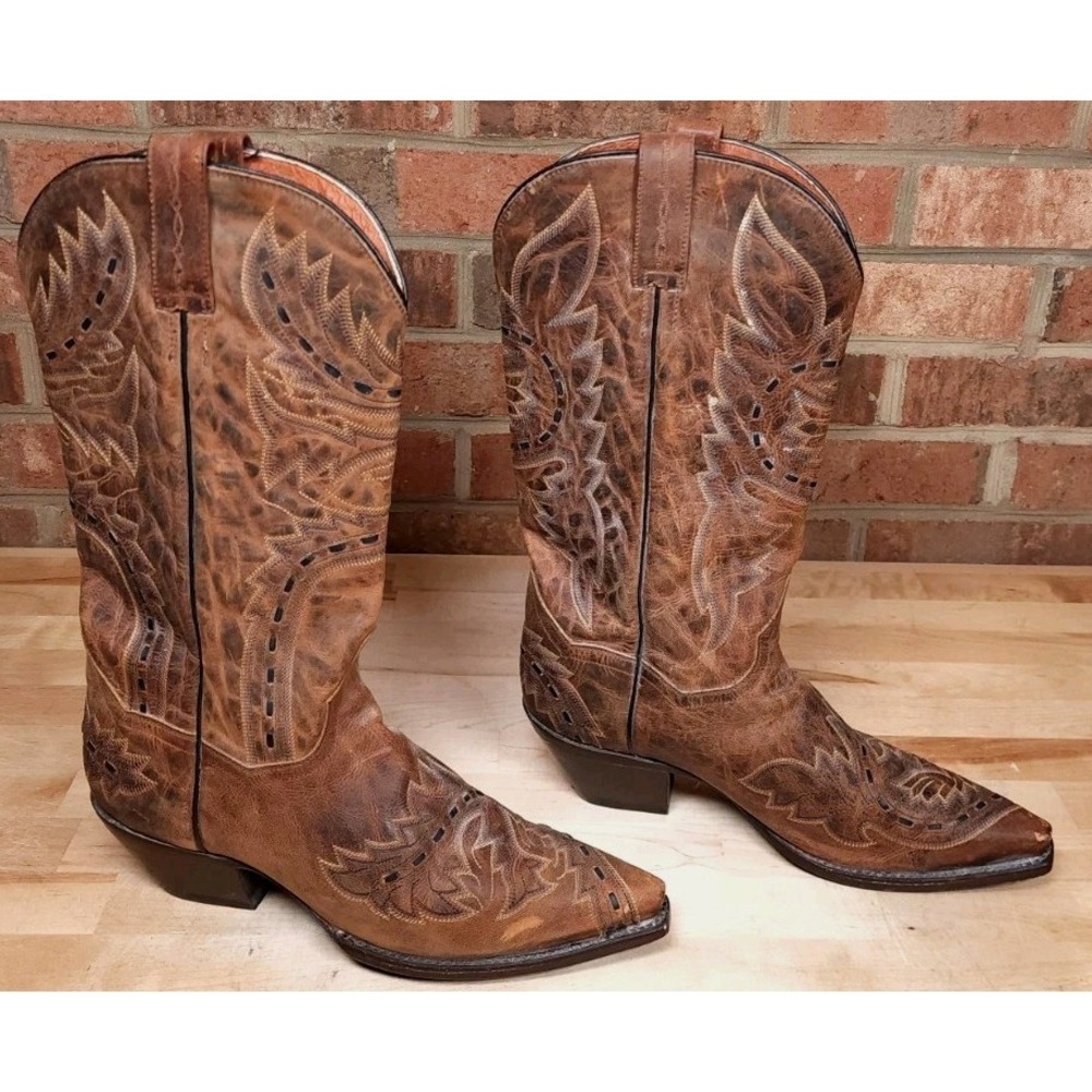 Dan Post Womens Brown Mad Cat Sidewinder Leather Western Boots DP 3422 Size 10M